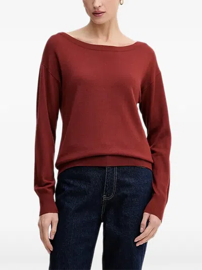 Sisley Paris Boat-neck Sweater In Burgundy