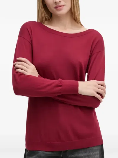 Sisley Paris Boat-neck Sweater In Burgundy