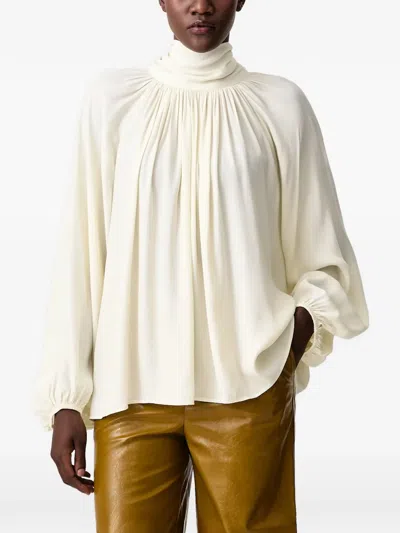 Sisley Paris Bow-detail Pleated Blouse In Blue