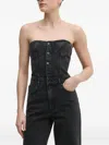 Sisley Paris Button-fastening Denim Jumpsuit In Black