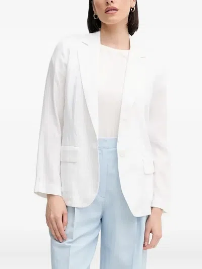 Sisley Paris Button Linen Blazer In White