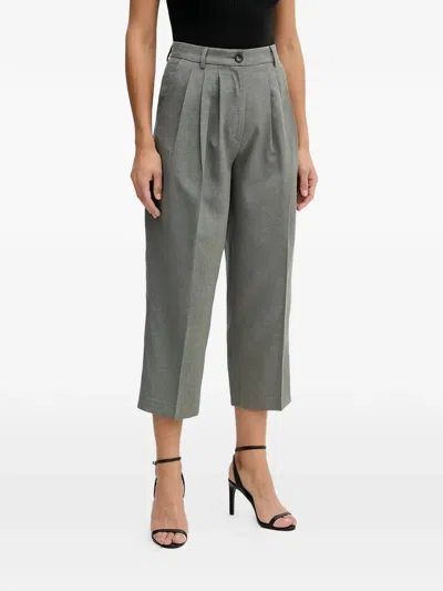Sisley Paris Button Pleated Trousers In Gray