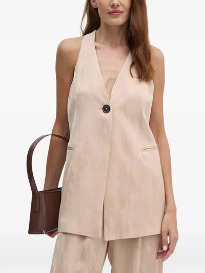 Sisley Paris Button V-neck Waistcoat In Neutral