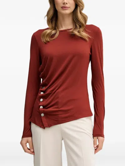 Sisley Paris Button-detailed Ruched Top In Red
