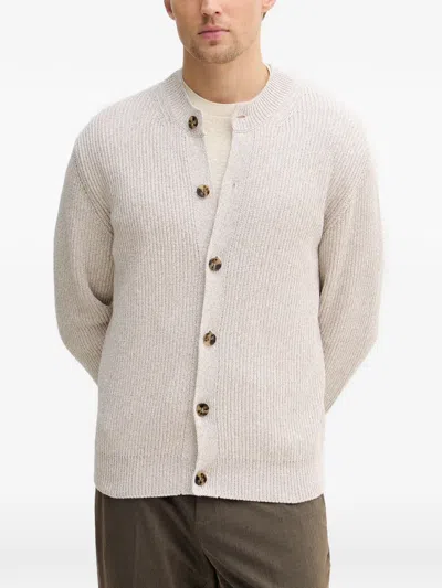 Sisley Paris Button-down Round-neck Cotton Cardigan In White