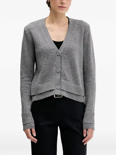 Sisley Paris Button-down V-neck Cardigan In Gray