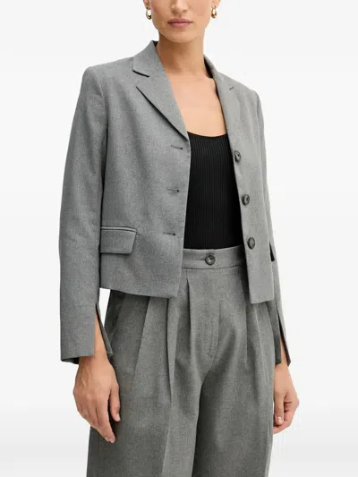 Sisley Paris Buttoned Cropped Blazer In Gray