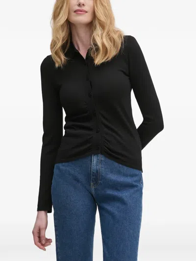Sisley Paris Buttoned Gathered Cardigan In Black