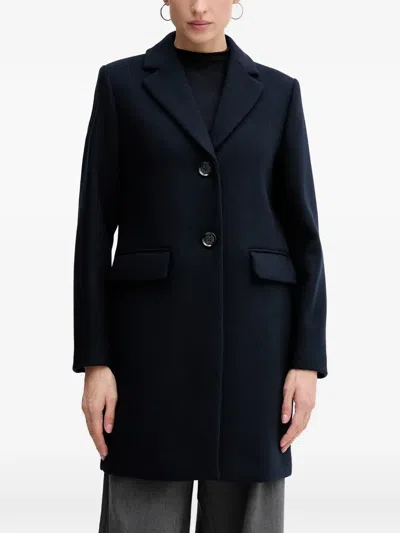 Sisley Paris Buttoned Notched-lapels Single-breasted Coat In Blue