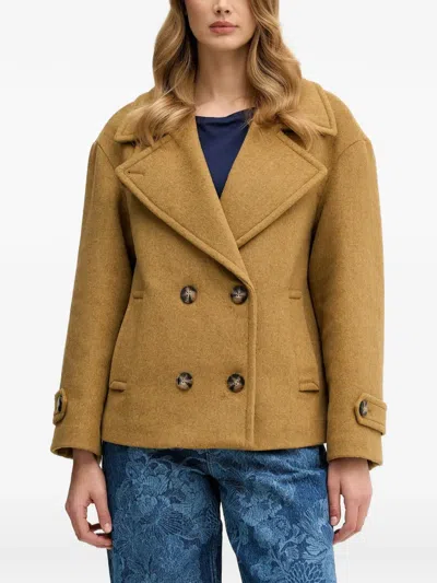 Sisley Paris Buttoned V-neck Jacket In Yellow