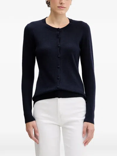 Sisley Paris Button-up Knit Cardigan In Blue