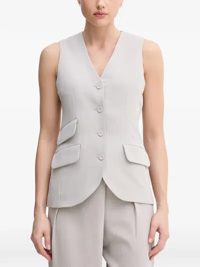 Sisley Paris Button-up Tailored Waistcoat In Neutral