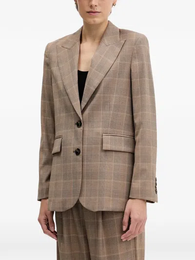 Sisley Paris Checked Blazer In Brown