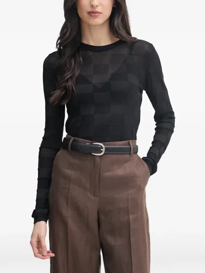 Sisley Paris Checkerboard-knit Sweater In Black