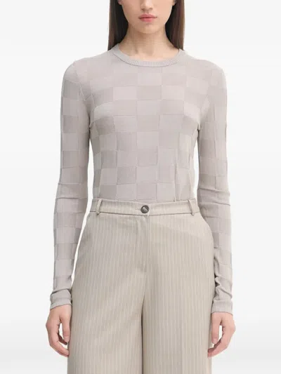 Sisley Paris Check-pattern Long-sleeve Sweater In Neutral