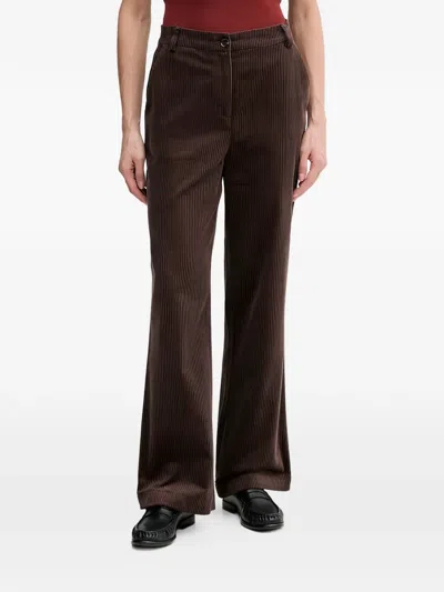 Sisley Paris Corduroy-texture Trousers In Brown
