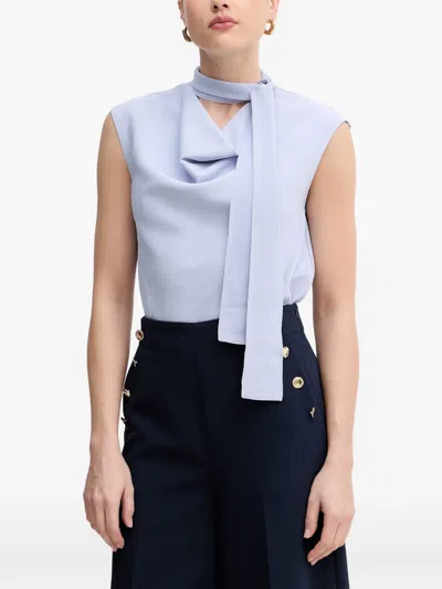 Sisley Paris Cowl-neck Scarf Top In Blue