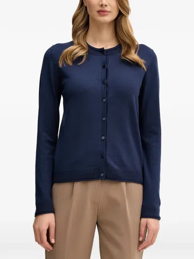 Sisley Paris Crew-neck Cardigan In Blue