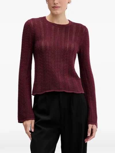 Sisley Paris Crew-neck Cotton Sweater In Red