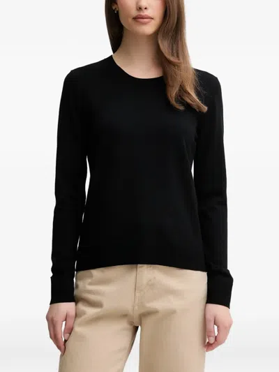 Sisley Paris Crew-neck Long-sleeve Sweater In Black