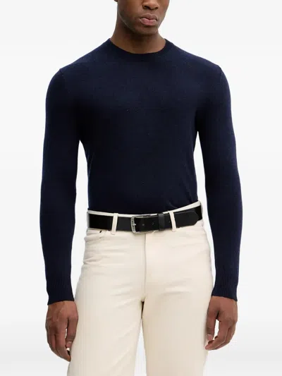 Sisley Paris Crew-neck Long-sleeve Sweater In Blue