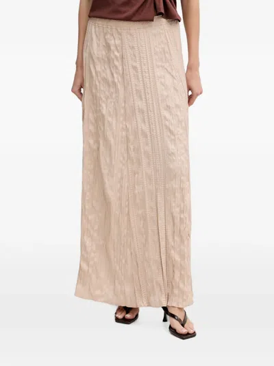Sisley Paris Crinkled-effect Pleated Maxi Skirt In Neutral