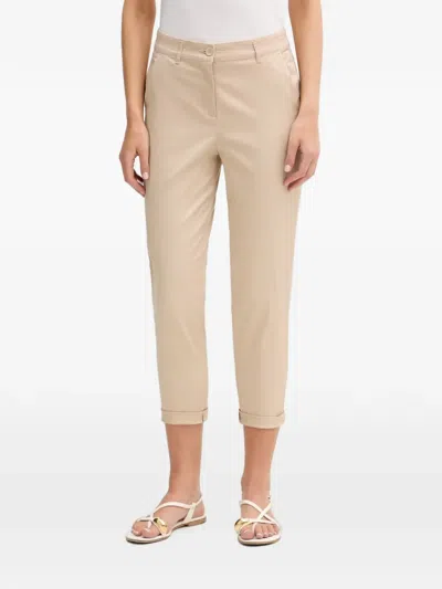 Sisley Paris Cropped Turn-up Trousers In Neutral