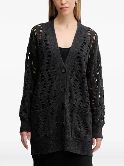 Sisley Paris Distressed Pocket Cardigan In Black