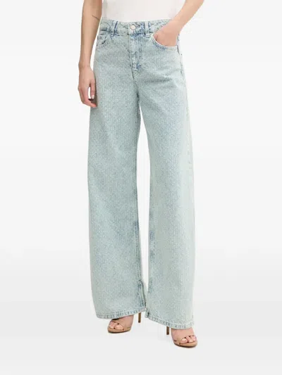 Sisley Paris Distressed Wide-leg Jeans In Blue