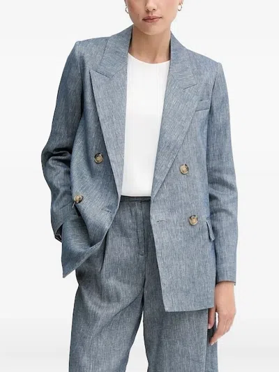 Sisley Paris Double-breasted Blazer In Blue