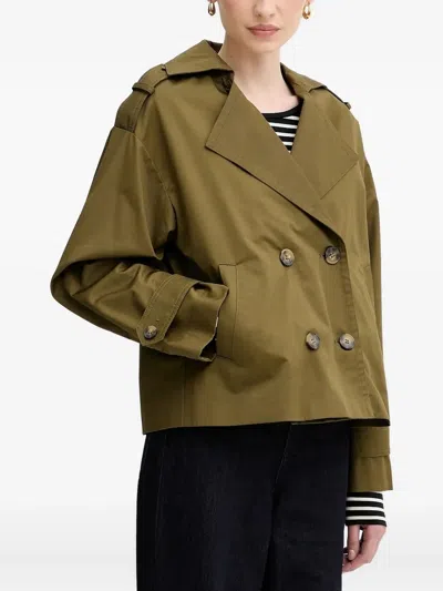 Sisley Paris Double-breasted Cropped Jacket In Green