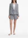 Sisley Paris Double-breasted Linen-blend Jacket In Gray