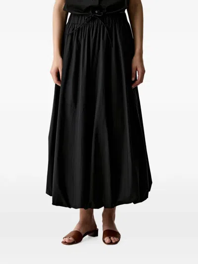 Sisley Paris Drawstring Bubble-hem Midi Skirt In Black