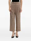Sisley Paris Elasticated Checked Cropped Trousers In Blue