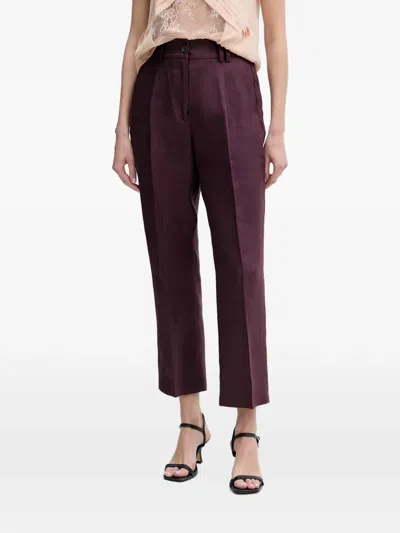 Sisley Paris Elasticated-waistband Tailored Trousers In Burgundy