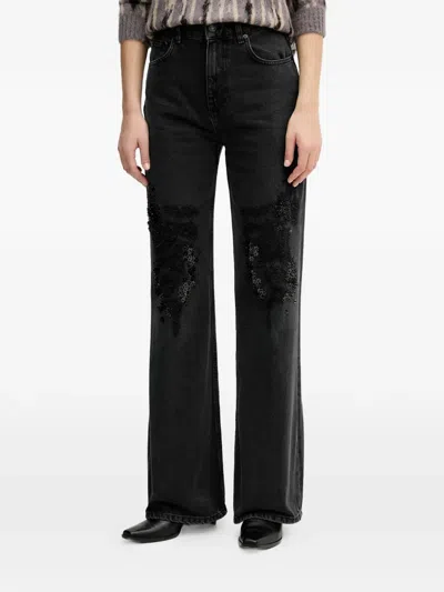 Sisley Paris Embellished Jeans In Black