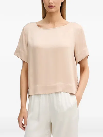 Sisley Paris Embroidered Short-sleeve Blouse In Neutral