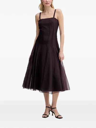 Sisley Paris Evasé Exposed-seam Flared Midi Dress In Purple
