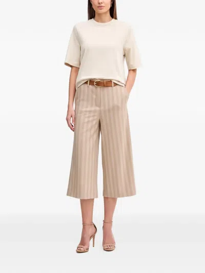 Sisley Paris Evasé Striped Trousers In Brown