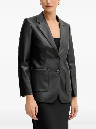 Sisley Paris Faux-leather Blazer In Black