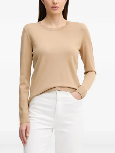 Sisley Paris Fine-knit Long-sleeve Top In Brown