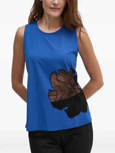 Sisley Paris Floral-patch Sleeveless Top In Blue