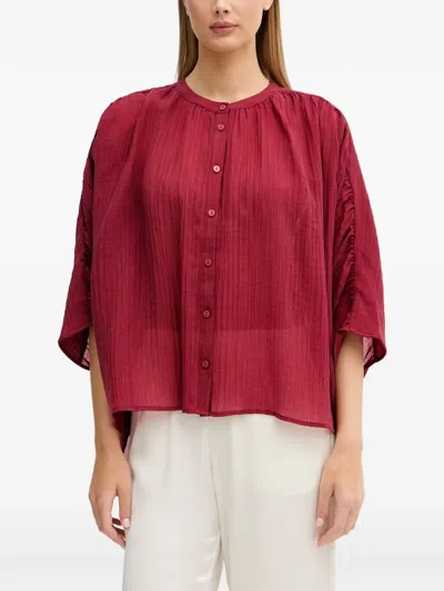 Sisley Paris Gathered-detail Button-up Blouse In Red