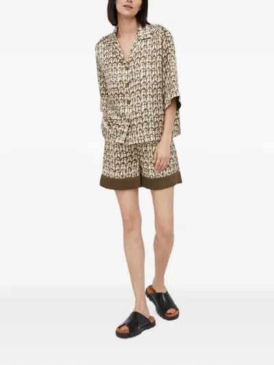 Sisley Paris Graphic-print Paperbag-waist Shorts In Neutral