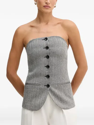 Sisley Paris Schulterfreies Oberteil Mit Fischgrätenmuster In Gray