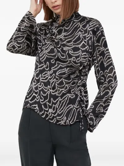 Sisley Paris High-neck Abstract-print Top In Black