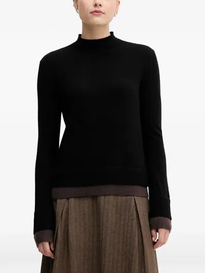 Sisley Paris High-neck Ribbed-trim Sweater In Black