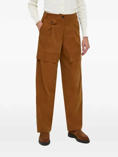 Sisley Paris High-waist Trousers In Brown
