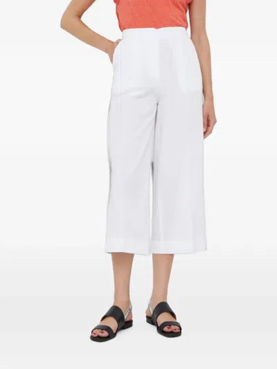 Sisley Paris High-waisted Cropped Trousers In White