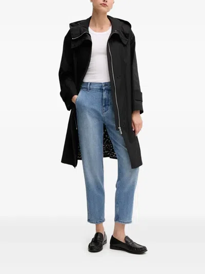 Sisley Paris Hooded Belted Coat In Black